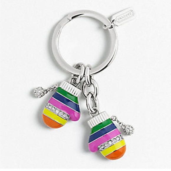Coach Legacy Stripe Mittens Bag Charm Keychain Fob - vintage nostalgic - NIB - Picture 1 of 17